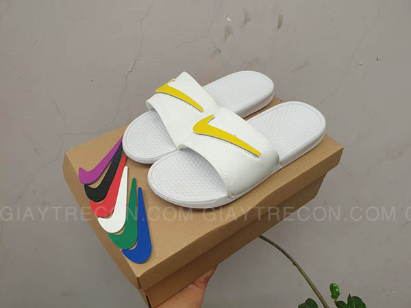 Dép Nike Benassi đổi Swoosh màu trắng
