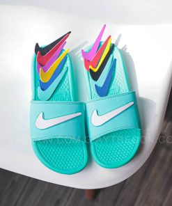 Dép Nike Benassi đổi Swoosh màu xanh