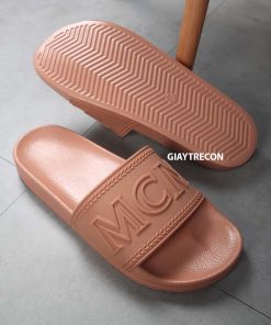 Dép MCM Big Logo Rubber Slides Màu Nâu (Đế PU)