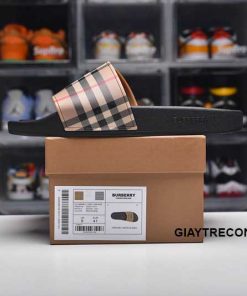 Dép Burberry Vintage Check Print Slides Màu Nâu