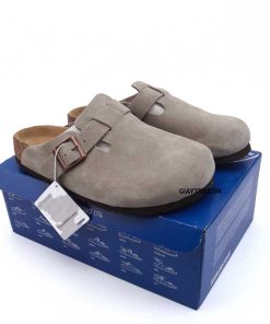 Dép Birkenstock Boston Soft Footbed Taupe Xám