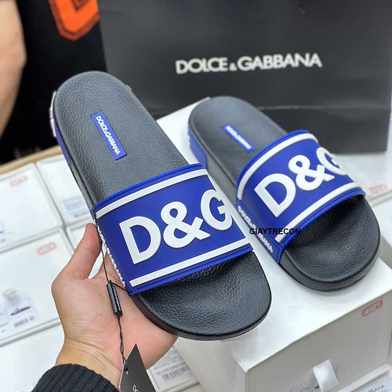 Dép Dolce & Gabbana D&G Logo Xanh Đen