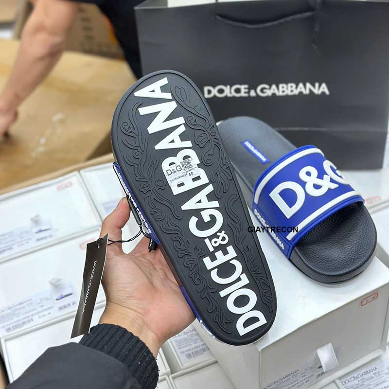 Dép Dolce & Gabbana D&G Logo Xanh Đen