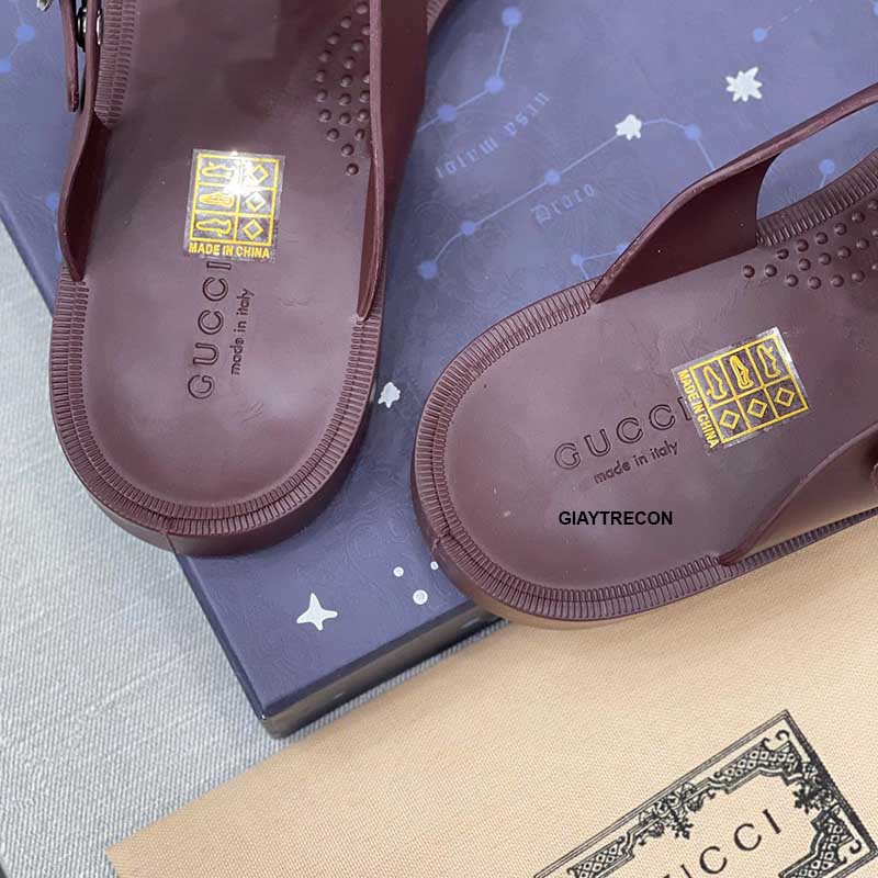 Dép Rọ Gucci Double G Mule Màu Đỏ Nâu