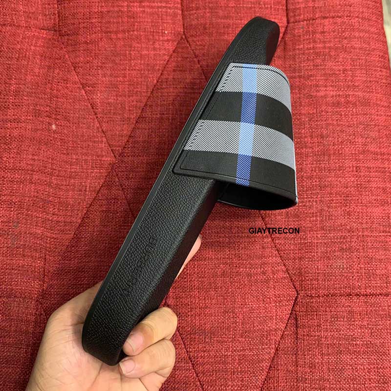 Dép Burberry Check Print Slides Màu Xám