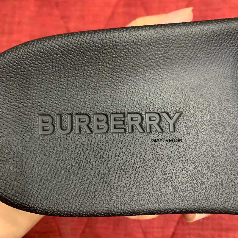 Dép Burberry Check Print Slides Màu Xám