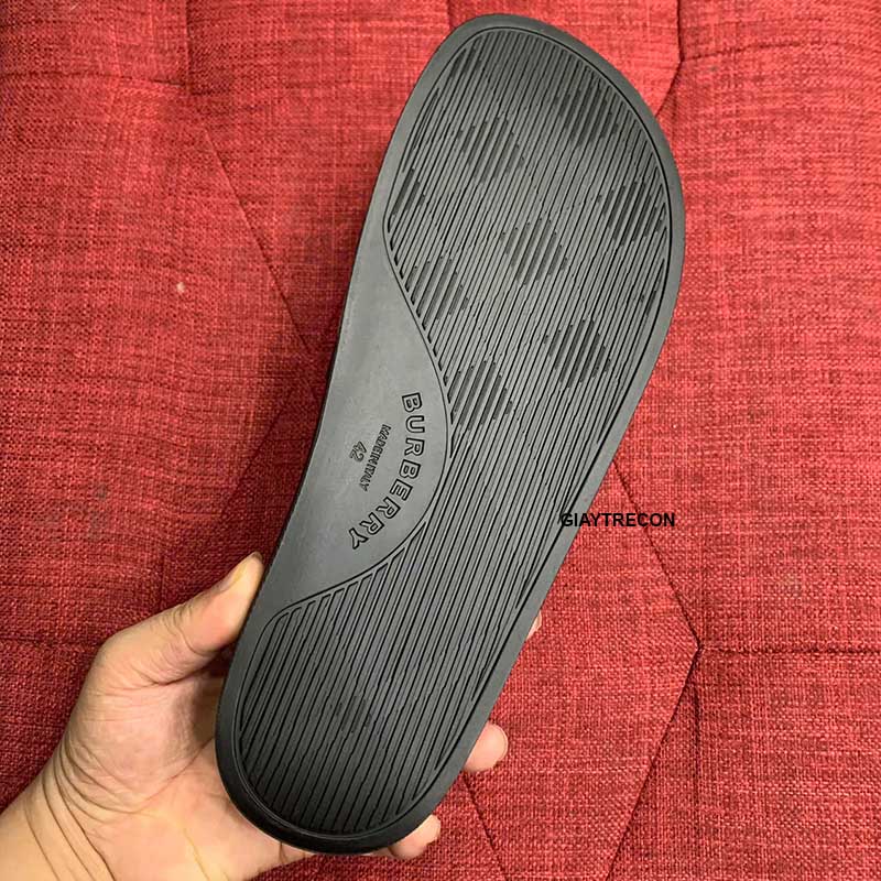 Dép Burberry Check Print Slides Màu Xám