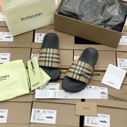 Dép Burberry Vintage Check Print Slides Màu Nâu